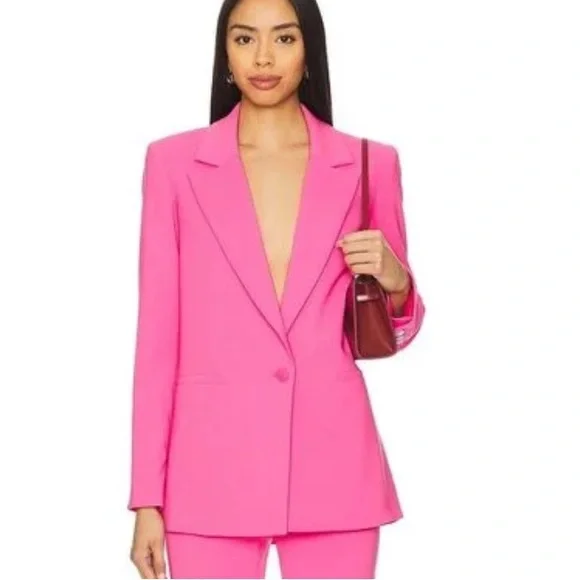 Alice + Olivia NWT Denny Notch Collar Boyfriend Blazer In Wild Pink Ret. $495 - Picture 1 of 10